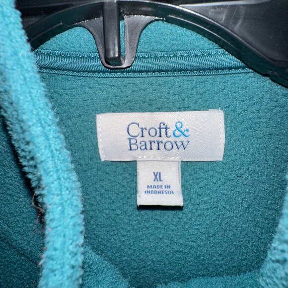 Croft & Barrow Mens XL Teal Fleece Pullover Jacket 1/4 Zip Polyester - Picture 3 of 10
